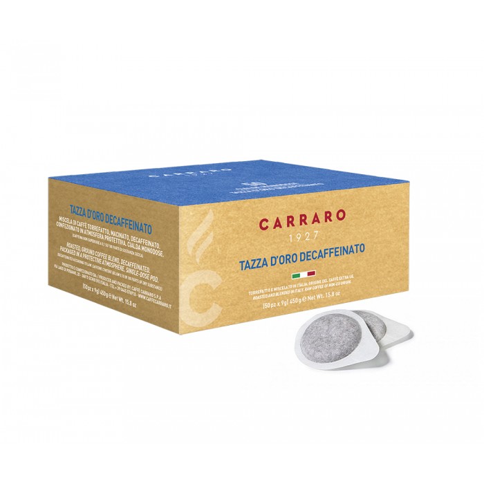 Carraro 1927 Tazza D-Oro Decaffeinato Caffeine-Free ESE Pod 44 mm 9 g