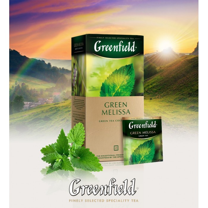 Greenfield Green Melissa Зелёный Чай Мята и Мелисса 25 x 1,5 г
