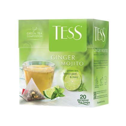 Tess Ginger Mojito 20 x 1.8 g Ceai Verde Pliculețe cu Lămâie și Mentă