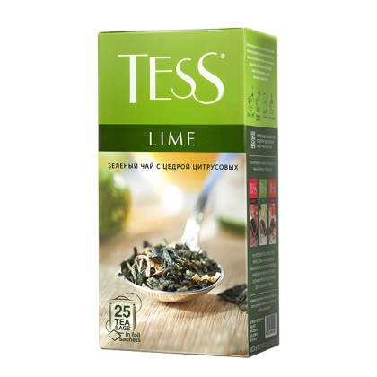 Tess Lime Ceai Verde 25 x 1.5 g Ceai Pliculețe cu Gust Citrice Răcoritor