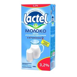 Lactel UHT Коровье Молоко 3.2% Horeca 1Л Натуральный Вкус для Напитков