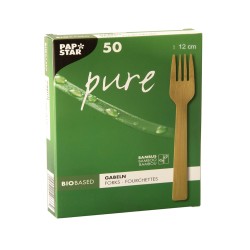 PapStar Furculiţe Unică Folosință Bambus 50 buc 12 cm Ușor de Utilizat și Naturale