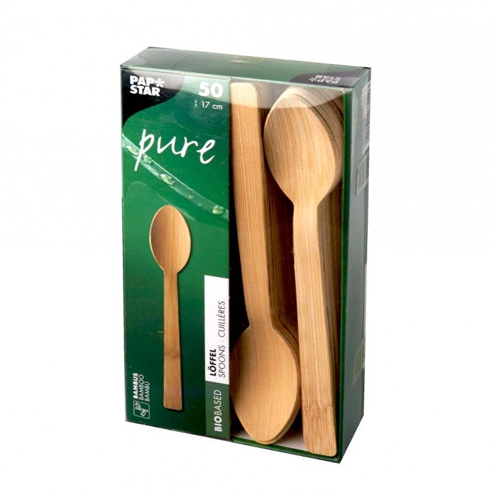 PapStar Spoons Disposable Bamboo 50 pcs 17 cm