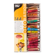 Decorative Wooden Umbrellas Toothpicks 5 Colors 144 pcs 10 cm