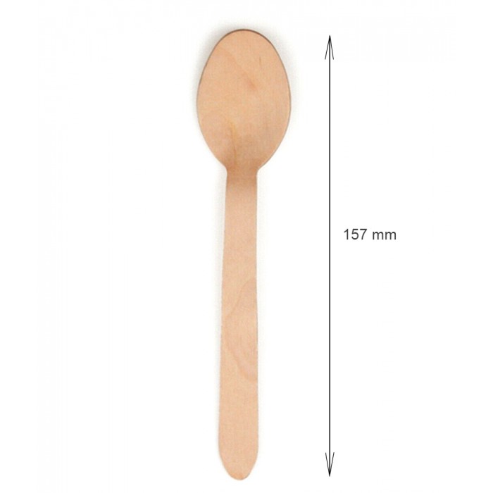 PapStar Spoons Disposable Natural Wood 100 pcs 157 mm