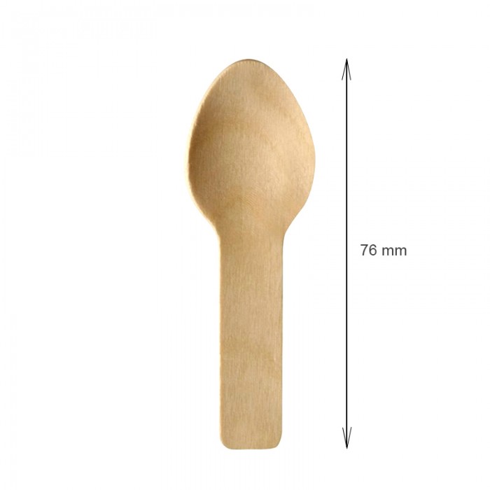 PapStar Spoons Disposable Natural Wood 100 pcs 76 mm