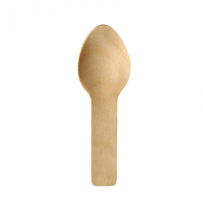 PapStar Spoons Disposable Natural Wood 100 pcs 76 mm