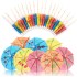 Decorative Wooden Umbrellas Toothpicks 5 Colors 144 pcs 10 cm