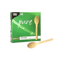 PapStar Linguri Cafea Unică Folosință Bambus 50 buc 11 cm Naturale și Convenabile