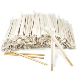 Amestecătoare din Lemn 500 buc Ambalate Individual 14 cm