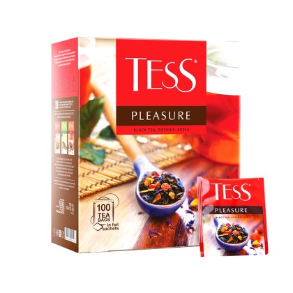 Tess Pleasure Ceai Negru cu Măceș și Mere 100 x 1,5 g Pliculețe