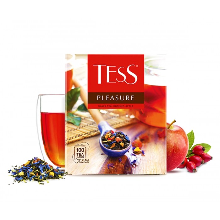 Tess Pleasure Чай Черный Шиповник и Яблоко 100 П x 1,5 г