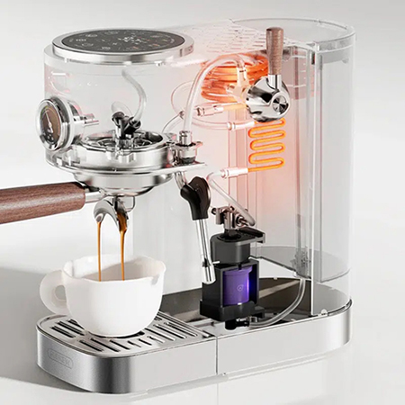 Vedere transparentă espressor Sistemul hidraulic al unui espressor